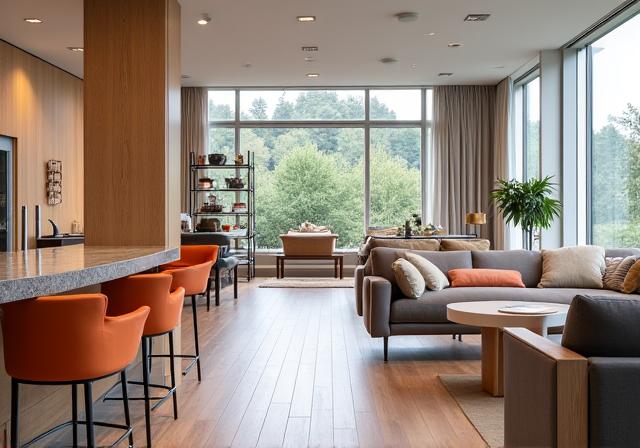 Innenansicht des AlpenHolz Design Showrooms mit verschiedenen Möbelstücken.